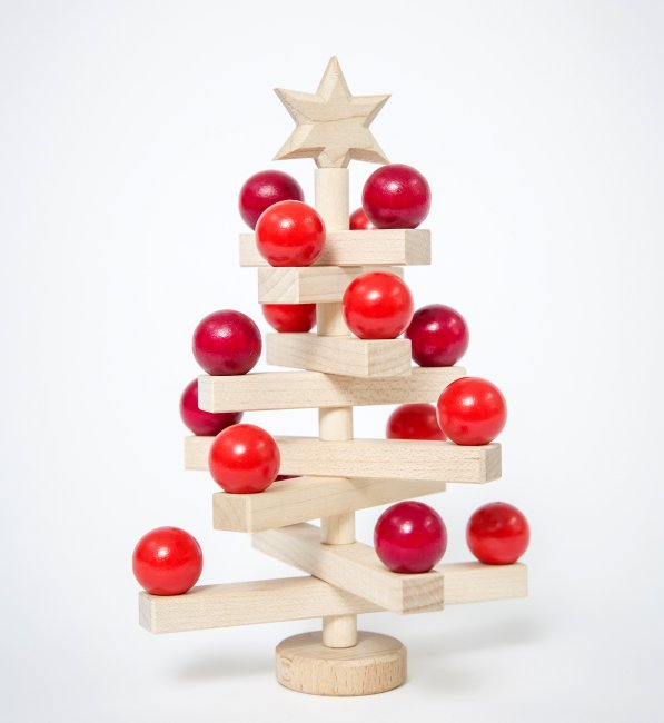 S-Tischweihnachtsbaum RUBENA mit Holzkugeln in Rot