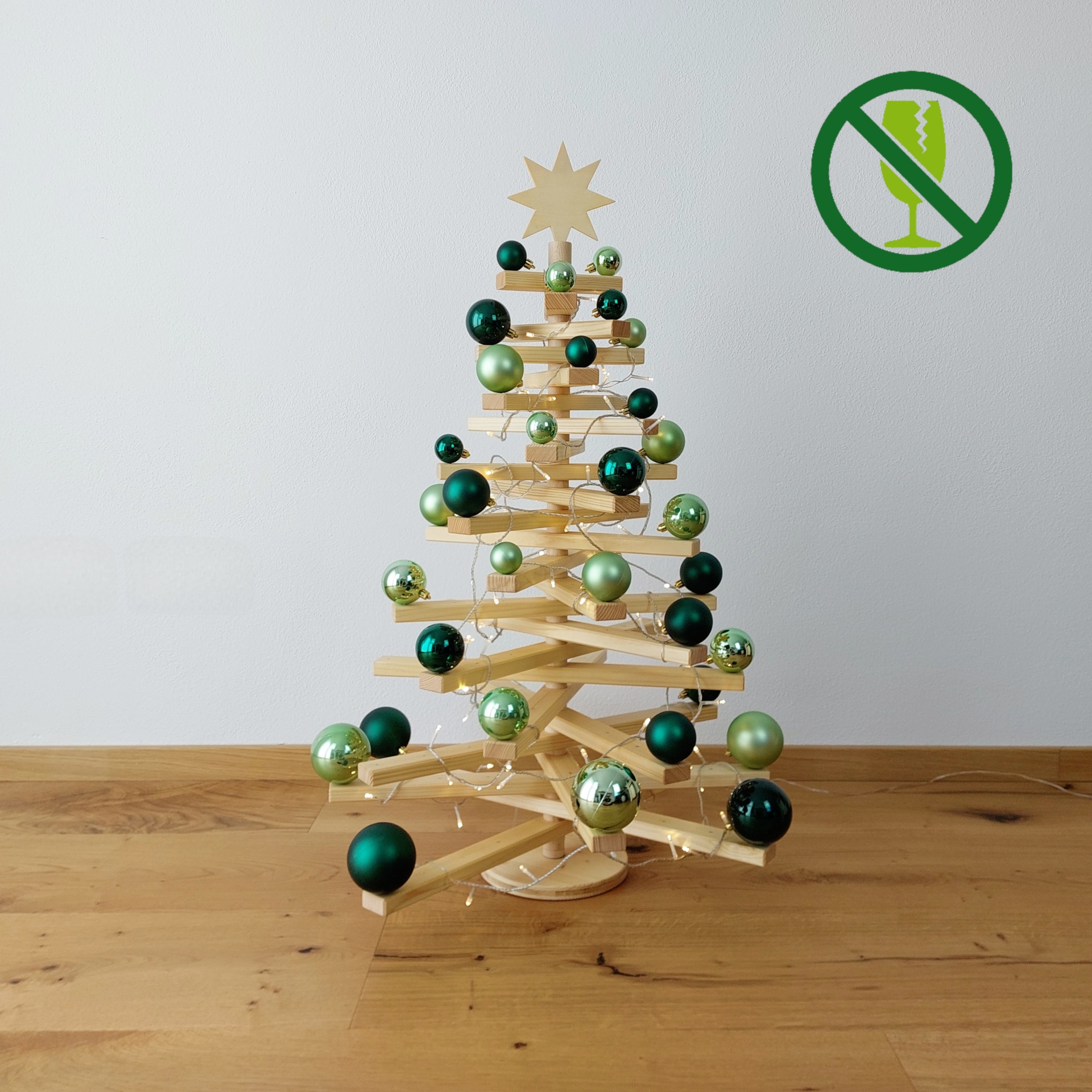 L-Holzweihnachtsbaum NATURO - Frisches, lebendiges Grün (bruchsicher)